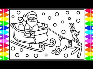 How to Draw Santa's Sleigh Step by Step for Kids 🎅❤️Santa Claus Sleigh Coloring Page | Christmas