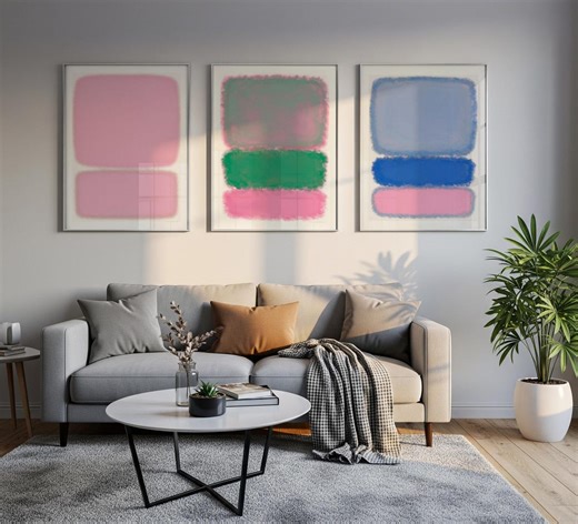 Mark Rothko Style Abstract Art, Pink Geometric Print, Set of 3 - Etsy