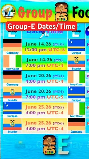 FIFA WORLD CUP 2026 Group-E, Schedule GER,CUW,CIV,ECU #fifa #football #2026 #soccer,#fifaworldcup