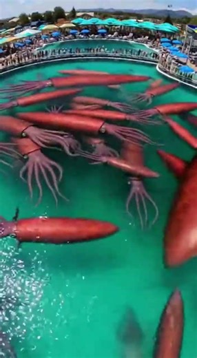 Waterslide into pool full of giant fish #funny #memesSave