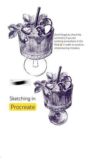 Drawing a cocktail in Procreate. How to draw glass.