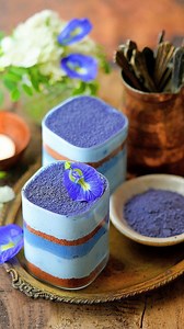Blue matcha dessert shot that looks magical and tastes amazing