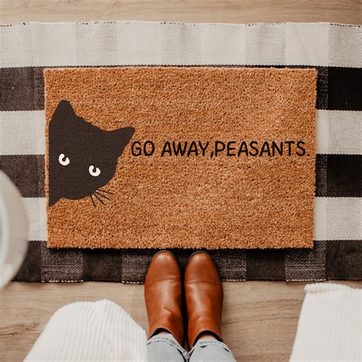 Funny Cat Doormat, Go Away Peasants Doormat, Cat Lover Doormat, Sassy Welcome Mat, Humor Front Door Mat Gift - Etsy