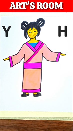 Cute Girl Drawing Using Letters | Girl Drawing Easy Tricks With Letter Y And H #shorts