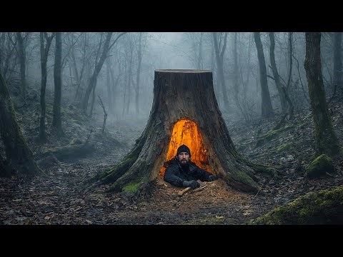 Building a Secret Tree Stump Shelter | Extreme Survival