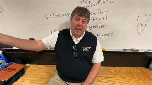 Tug Valley Coach Garland “Rabbit” Thompson talks to the Mingo Messenger after his Class A state No. 1-ranked Panthers scored an impressive 74-54 win over Class AA No. 4 Bluefield at home. | Paul Adkins