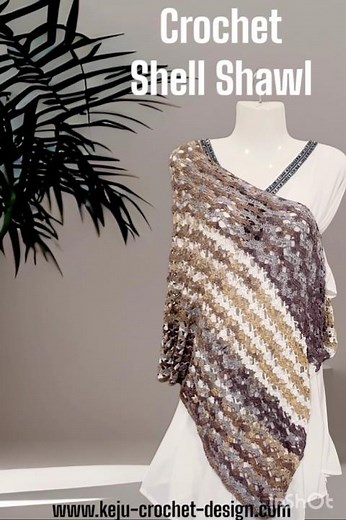 How To Crochet Shawl For Beginners Step By Step | How To Crochet Shell Sttitch Shawl #crochetshawl