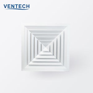 [Hot Item] Ceiling 4 Way Construction Diffusor Square Air Vents Diffuser with Damper