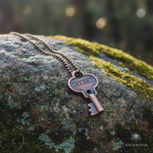 SECRET Pendant Key Necklace - Vintage Inspired Boho Jewelry - Etsy