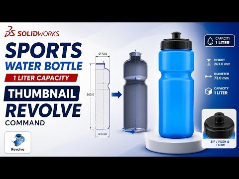 SOLIDWORKS Revolve Command Tutorial | Sports Water Bottle 3D Modeling