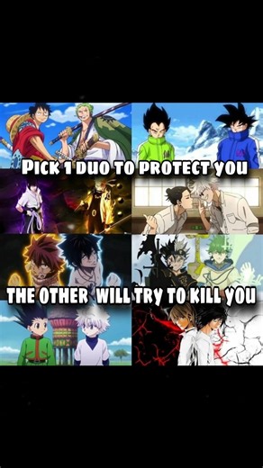 Pick 1 duo to protect you.The Other will try to kill you💀🔥Otaku Subscribe for viral#viral#anime#edit