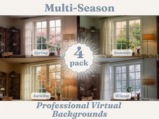 Beautiful Home Office Multi Season Virtual Background Bundle, Professional Zoom Backgrounds for Spring Summer Fall Winter, Teams Background - Etsy