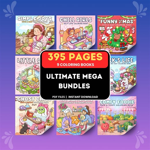 Coloring Book Ultimate Bundle Bold and Easy for Kids and Adults, Cute PDF Printable Coloring Pages, Comfy and Cozy Digital Download - Etsy