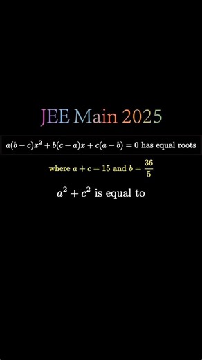 This JEE Mathematics question can be solved using basic concepts of quadratic equations 😯. #jee2026