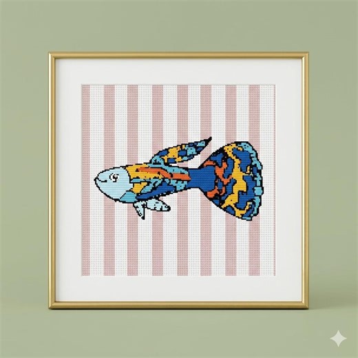 Colourful Fish Cross Stitch Pattern – Whimsical Coastal Art PDF | Modern Ocean Décor | Instant Download - Etsy