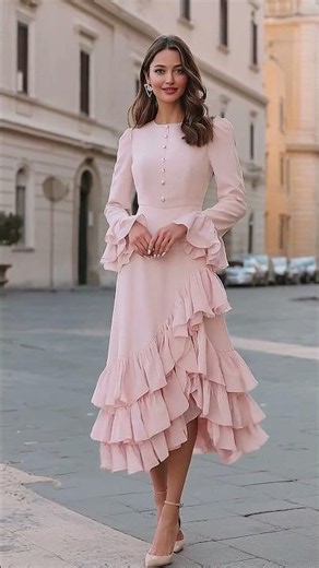 Elegant Pink Ruffle Midi Dress | Timeless Feminine Fashion 2026 #pinkdress #mididress #elegantstyle.