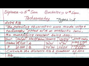 Types:1 | Tacheometry | Surveying | Prashant YT | BE/Diploma Civil | 3rdSem/5thSem | Engineering |