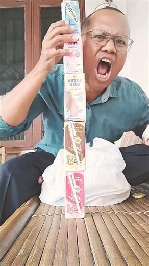 It's so funny coming home from grandpa's house and immediately arranging the shopping from Indomaret