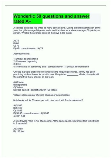 Latest Wonderlic test Questions With Correct Answers1811 video