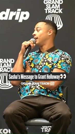 “The last time we did race in the hurdles, I was in front.” 👀 Sasha Zhoya invites Grant Holloway to line up with the Men’s Short Hurdles. | Grand Slam Track