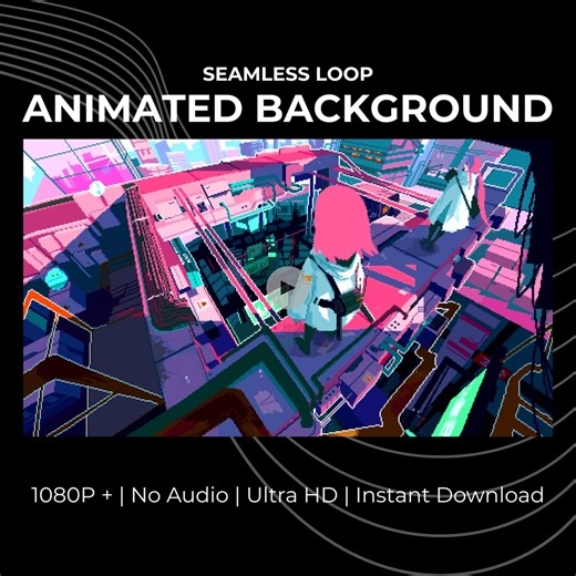 Cyberpunk Pixel Art Animated Background Loop for Twitch OBS Vtuber Streamers | Vibrant Neon City HD Gaming Visual | Seamless Motion Wallp... - Etsy