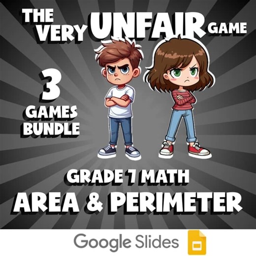 3 VERY UNFAIR Math Games - Area & Perimeter - Grade 7 No Prep Review Activity