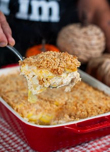 This simple Yellow Squash Casserole is a cheesy comfort food at its best. The tender squash is baked in a creamy filling and finished with a golden, crunchy and buttery Ritz cracker topping. Type “squash” in the comments and I will have it sent directly to your dm’s. It's a simple side dish perfect for family diners or holiday gatherings. #squash #baconup #baconupbacongrease #squashcasserole #comfortfood #easyrecipe You can also get this recipe by copying this link into your notes to go directly