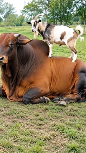 This goat is really annoying this bull #nature #survival #animals #bull #goat