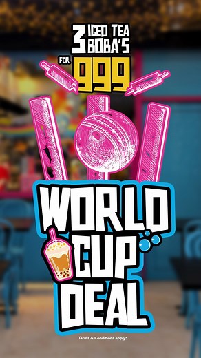 Score big at Scream! 🏆🏏 Enjoy our World Cup deal – 3 boba ice tea drinks for just 999. Hurry, it’s a limited-time offer! Choose from Flavours: Blueberry, Strawberry, Lychee or Pineapple Add popping boba of your choice! T&C’s Apply* | Scream PK