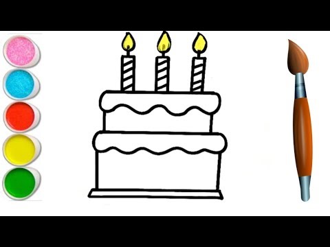 Cake For Kids | Coloring Painting | How to draw birthday cake | Kids video | Kids Drawing #cake