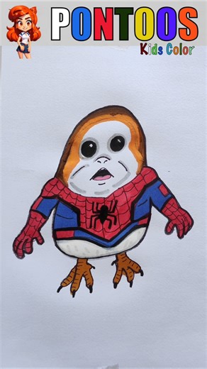 How to draw Porg spider man #spiderman #drawing #art #howtodraw #spiderman4 #shorts #coloring