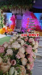 1M views · 4.2K reactions | All-in wedding/ birthday package ( 50pax) Decor (stage/hallway/entrance) Table and chairs (100 pax with cover ) Foods (rice/3 menus/dessert/softdrink for 50 pax ) cake (1 tier only) Pool ⚠️23k ONLY (no hidden charges) | Timu-An | Facebook