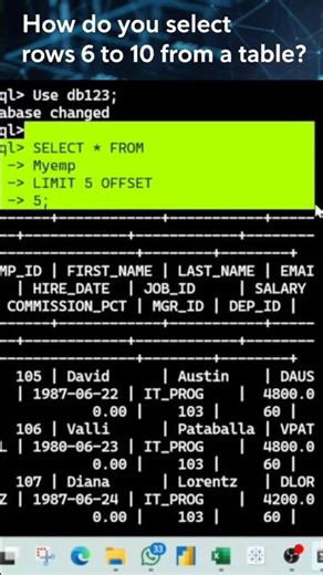 SQL Trick: Select Rows 6 to 10 in One Line! #Shorts #coding