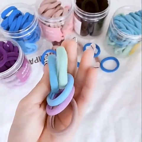 Pink Hair Ties - 100 Pcs Seamless Ponytail Holders - No Damage Thick Hair Bands for Women & Girls