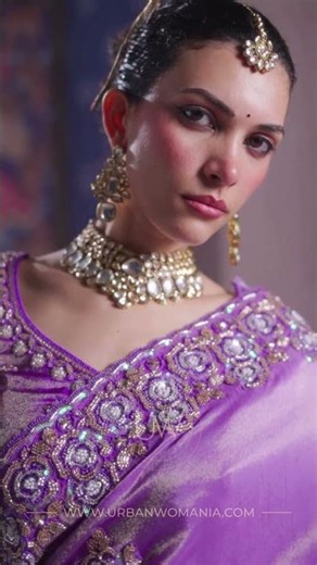 Lilac Tissue Silk Saree with Pearl & Cutdana Embroidery
