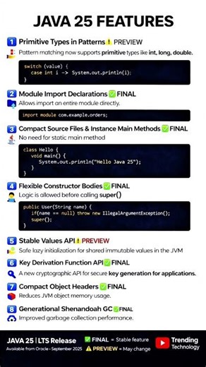 Java 25 LTS Features Explained Simply #java #india #software #interview