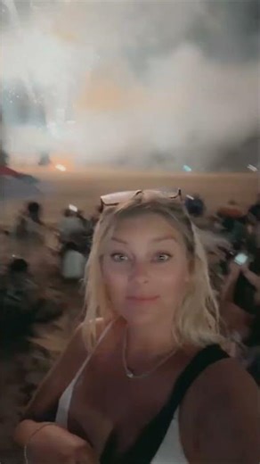 Ground Fireball Erupts During Beach Fireworks