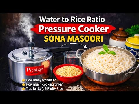 Water to Rice Ratio Sona Masoori for Beginners | How to cook Sona Masoori Rice in Pressure Cooker