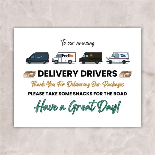 Delivery Driver Snack Sign Printable, Delivery Driver Thank You Sign Printable Download, Delivery Driver Holiday Sign - Etsy