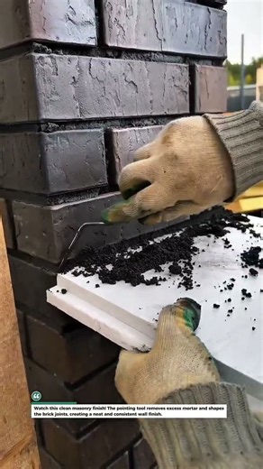 Brick Mortar Joints Get a Clean Finish with a Pointing Trowel #Masonry #Brickwork #Construction Now