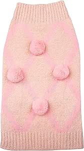 Christian Siriano New York Pink Diamond Pom Sweater for Dogs, M