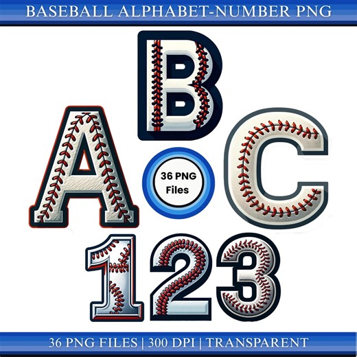 Baseball Stitch Alphabet PNG A–Z 0–9 | Sports Letters Numbers for Cricut Shirts (digital Download) - Etsy