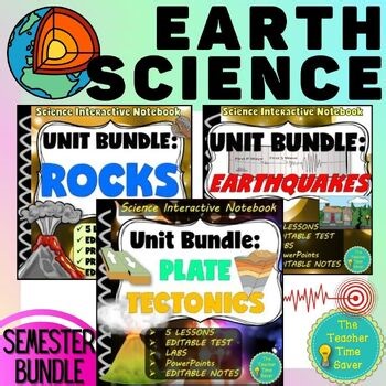 Earth Science Curriculum Bundle - Rock Cycle, Seismic Waves, Plate Boundaries