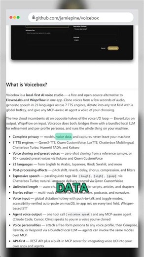 Clone any voice and run it 100% locally (free)