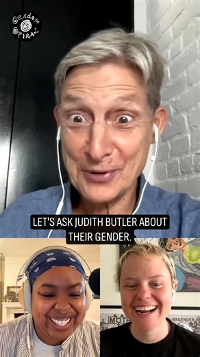Gender Spiral on Instagram: "Someone needed to finally ask @_judithbutler about their gender, so we did it ourselves! In case you somehow haven't come across their writing, Judith Butler is an esteemed gender philosopher and scholar. Our conversation with them (our last interview of season 3) is reflective, funny, and in their words, "very sweetly personal." You really don't want to miss this one! Run don't walk to your favorite podcast platform! 🌀"