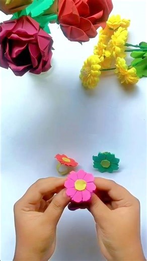 DIY paper flower ring #artscraft #diy #craft #artandcraft #papercraft