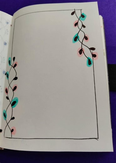 Stylish cornervineborder with colorful leaf highlights and a clean layout#VineArt #AestheticDrawing
