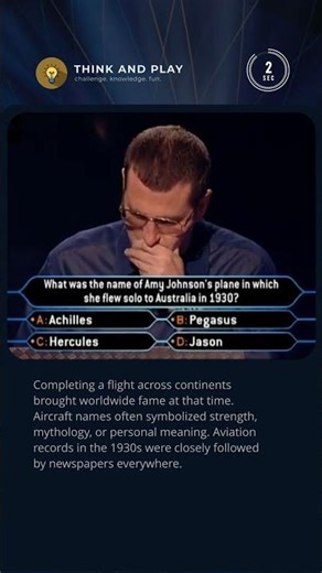 Amy Johnson’s Legendary Flight, Do You Know Her Plane’s Name? ✈️ #quiz #millionaire #flight #trivia