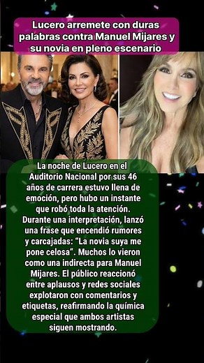 Lucero arremete con duras palabras contra Manuel Mijares y su novia en pleno escenario
