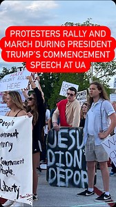 Protesters gathered at Butler Field in Tuscaloosa for the “Student Rally Against Trump.” The rally was held while President Donald Trump delivered his remarks for the University of Alabama’s commencement ceremony. #students #protest #trump #universityofalabama #tuscaloosa #graduation #Alabama | al.com